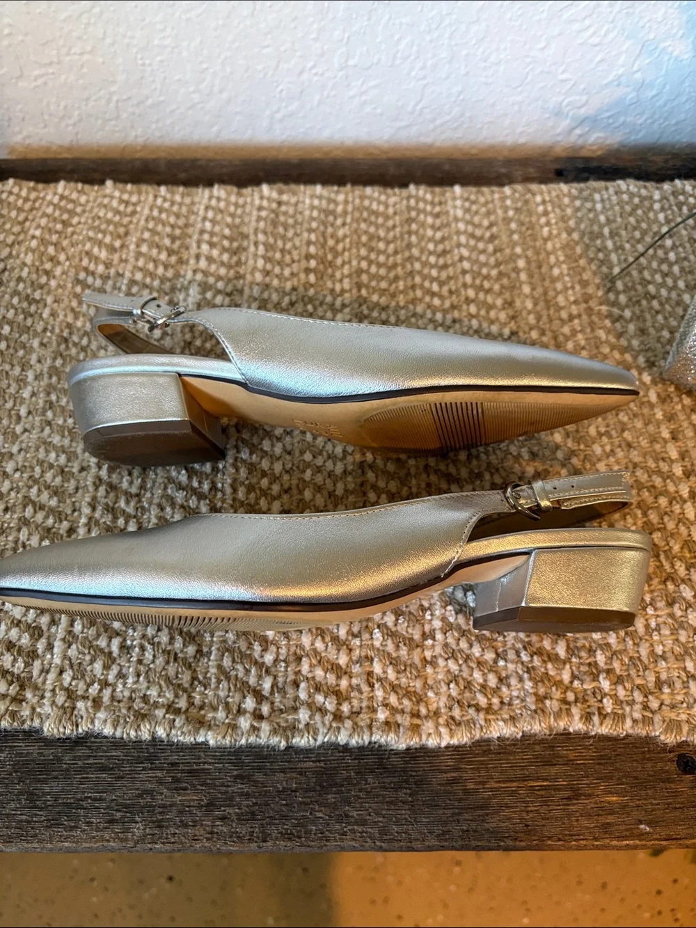 Naturalizer Silver Pointed Slingbacks with Matching Clutch